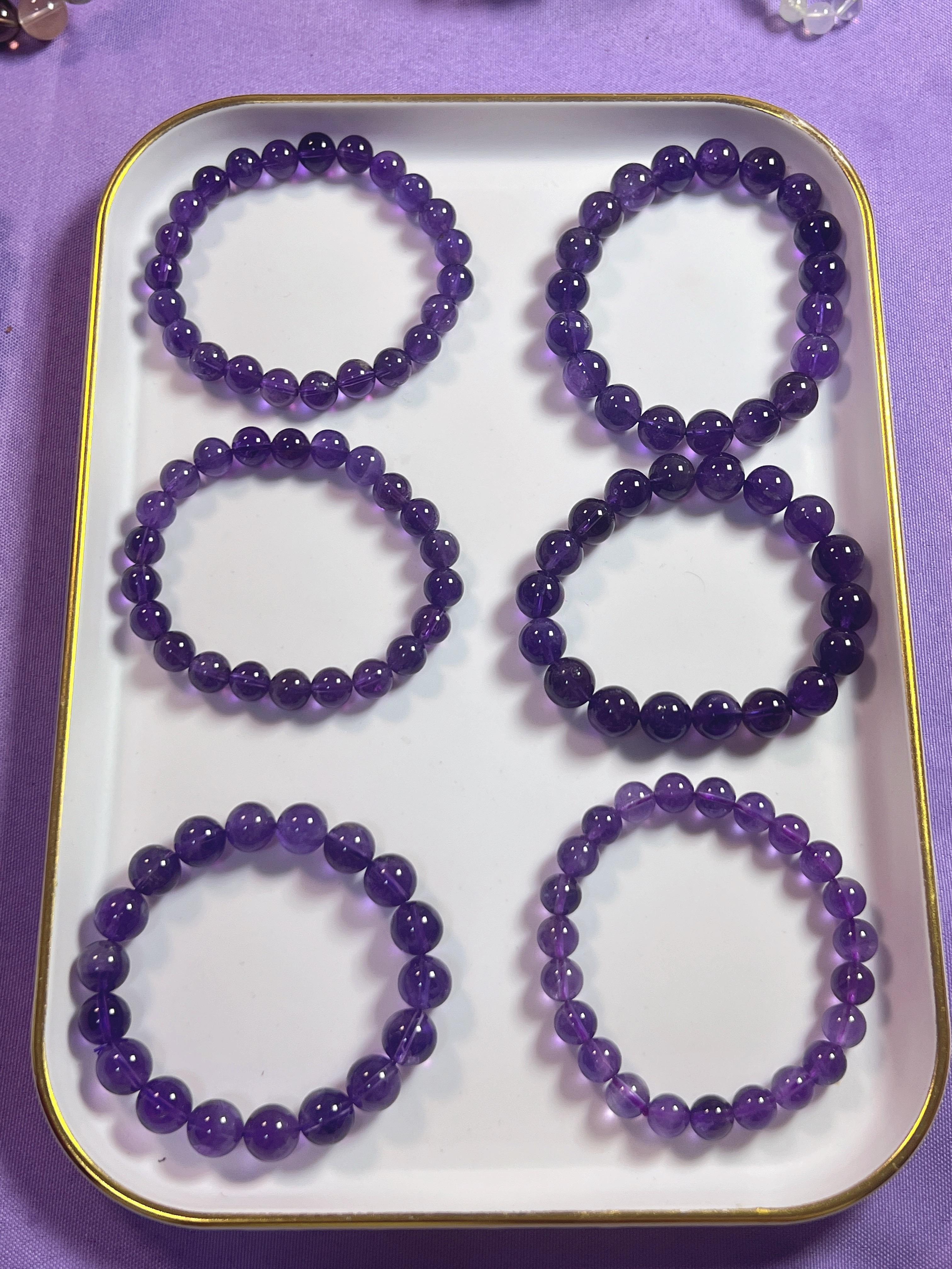 天然紫水晶乌拉圭女款手串手链甜美礼物6~10mm