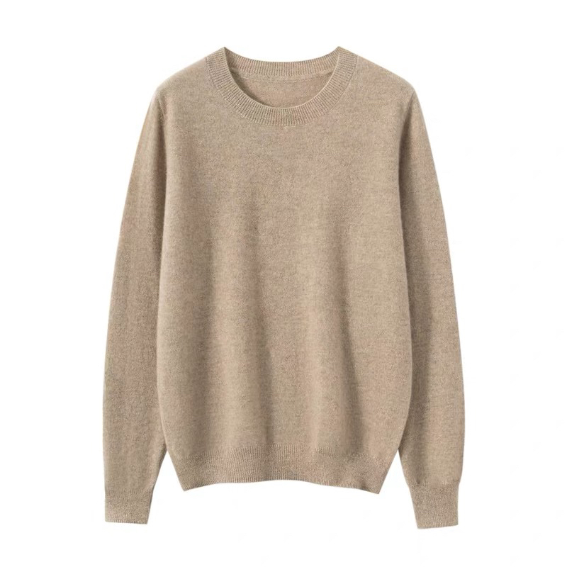 100%纯山羊绒衫圆领女无缝针织打底衫保暖软糯套头纯羊绒内搭毛衣