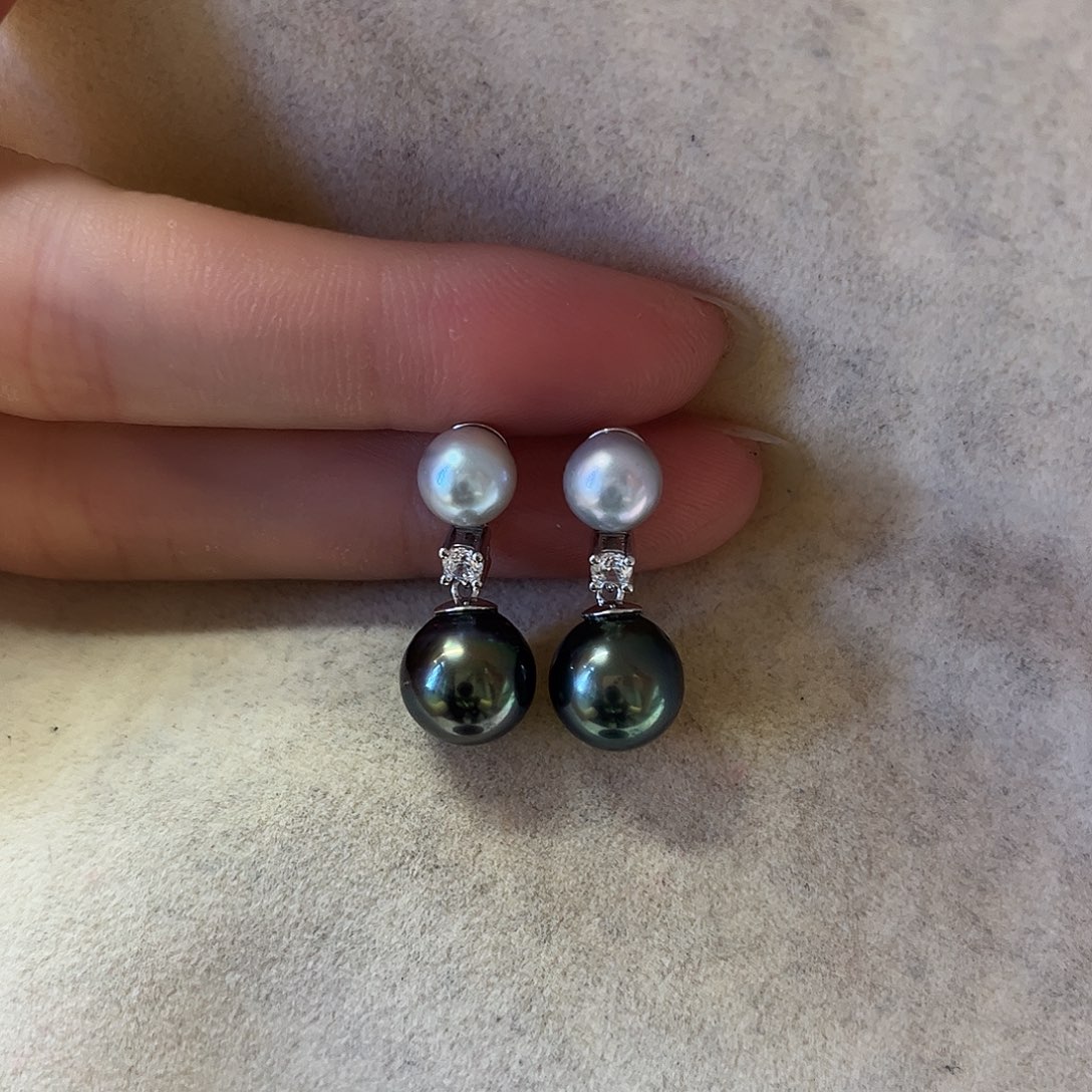 银S925镶嵌耳饰海水珍珠