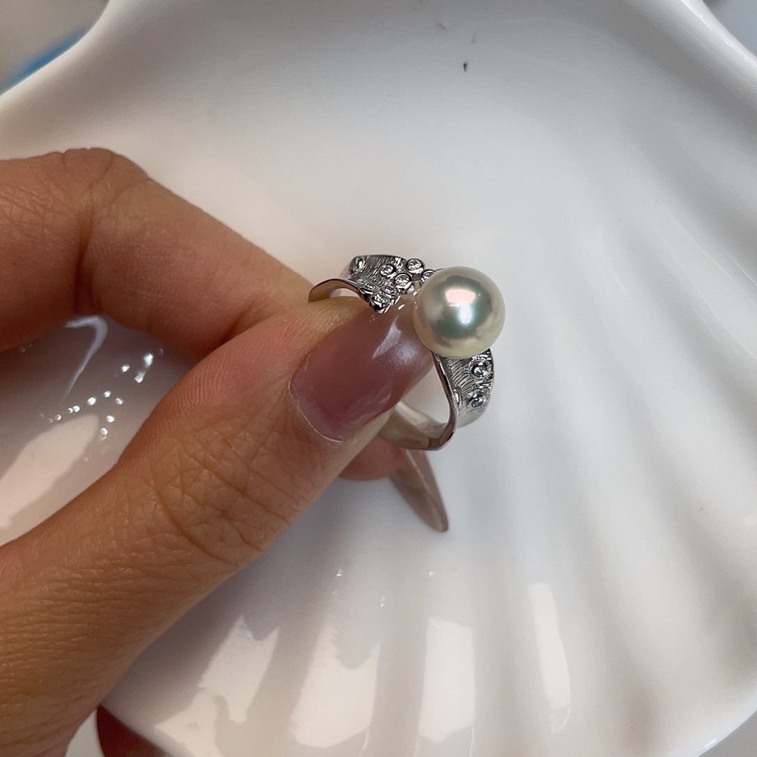 海水珍珠戒指银S925镶嵌