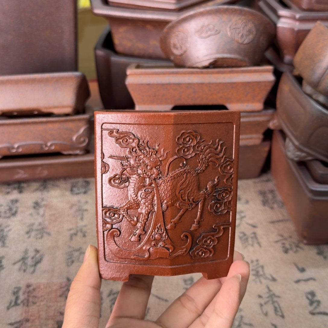 紫砂花盆90号宜兴紫砂正品花盆8.5x6.5x10