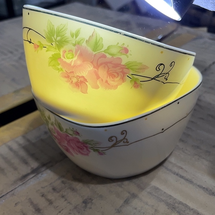 瓷片国营厂新骨瓷米饭碗一对 口径11厘米