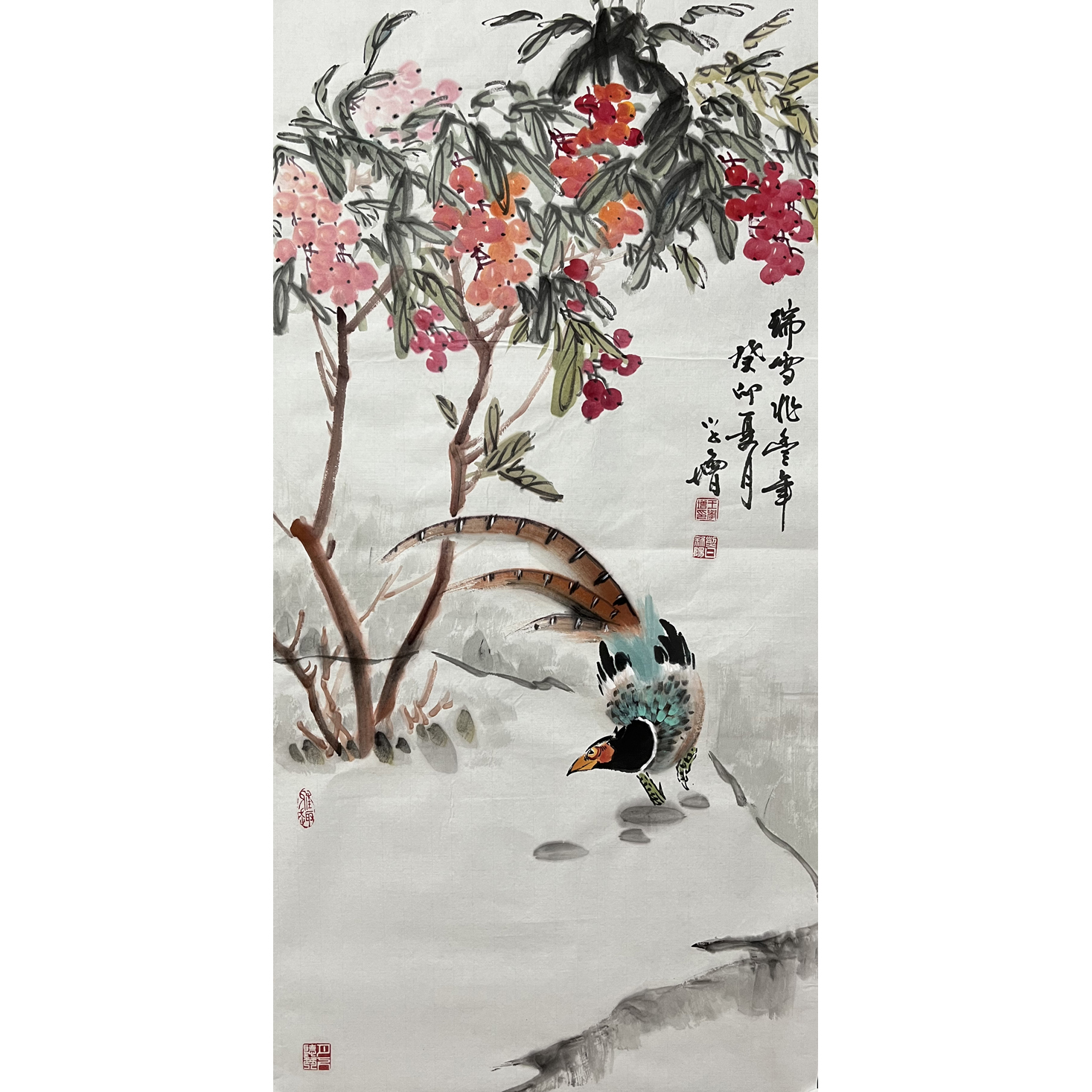 王学增老师 三尺瑞雪兆丰年国画作品 全手绘 字画 画尺寸100*50CM