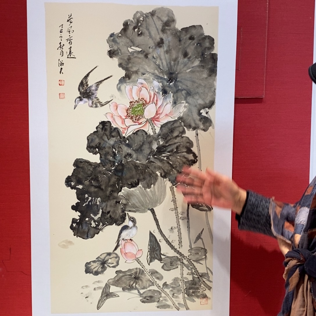 国画锦麟艺术新年双人联展笔会现场