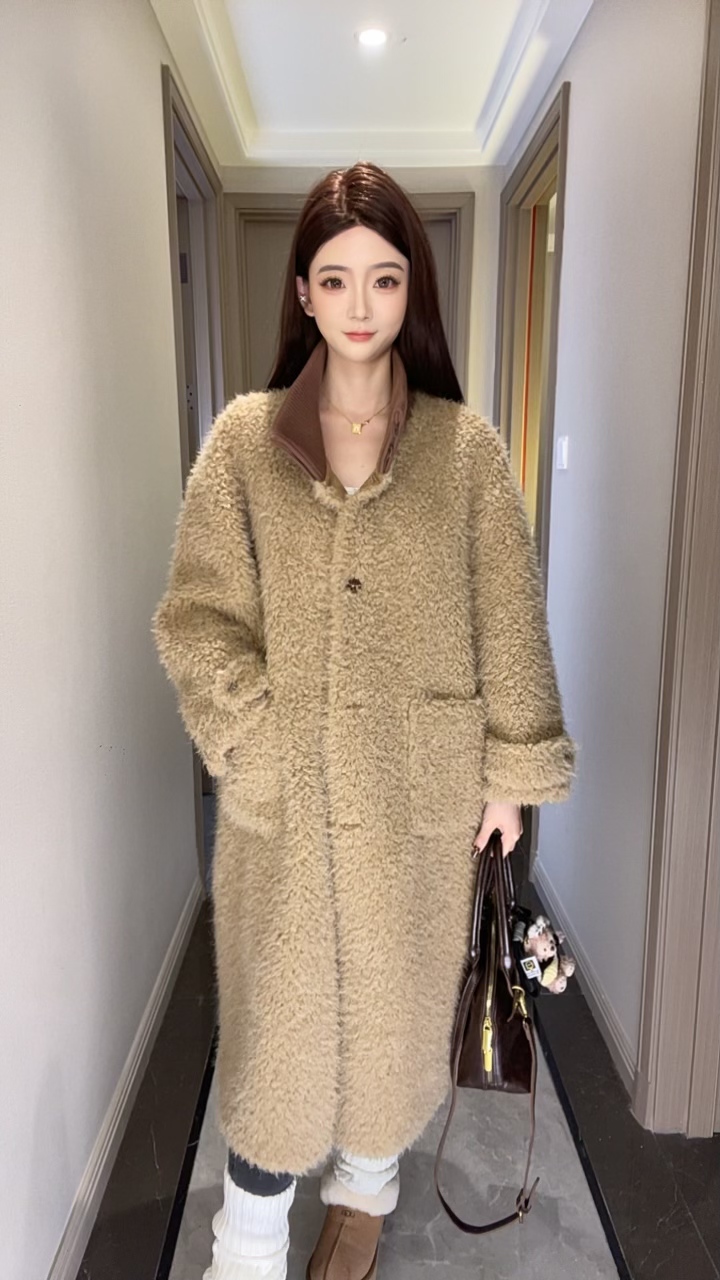 【月月专属】立领保暖长款外套外套气质大衣秋冬宽松25286