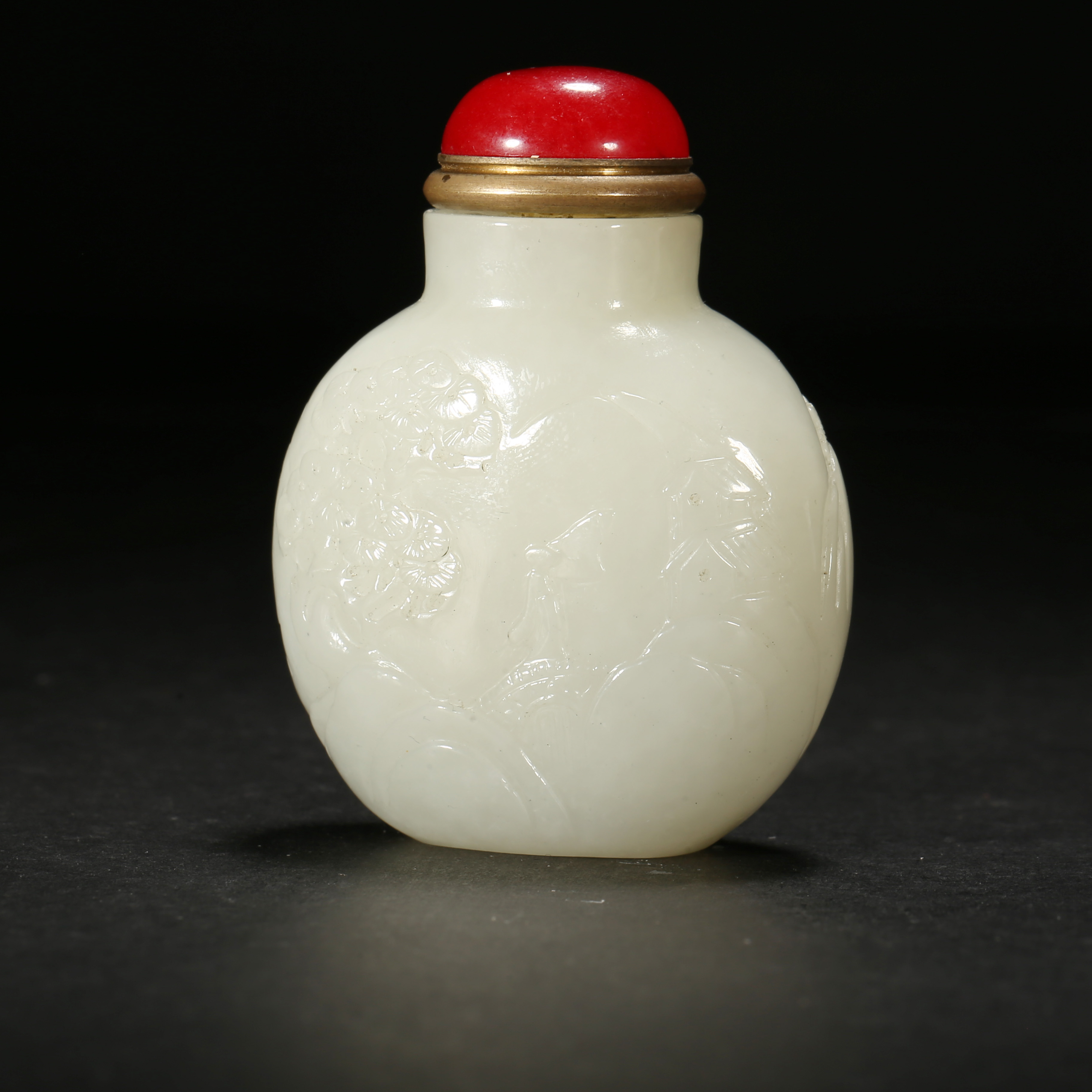 清代*人物故事纹白玉鼻烟壶/03SBJ2645/和田玉【北京文博】