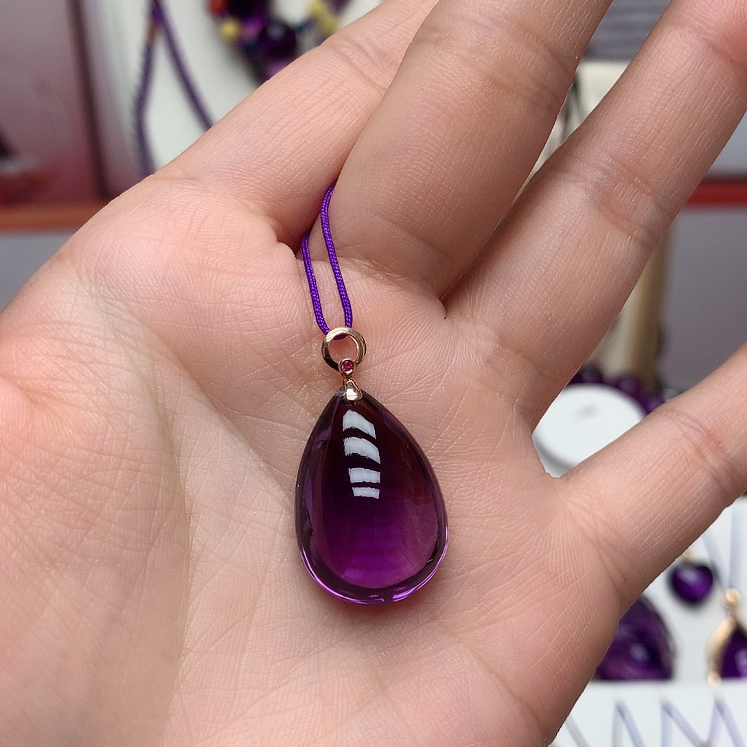 紫晶吊坠(赠链)18K金镶嵌
