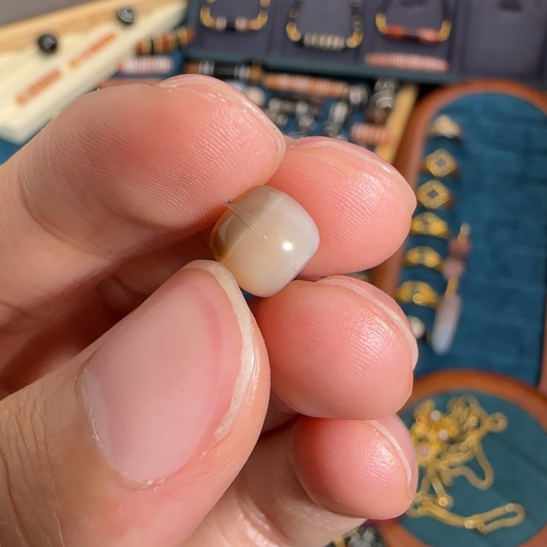 玛瑙/玉髓黑 白珠改制未镶嵌