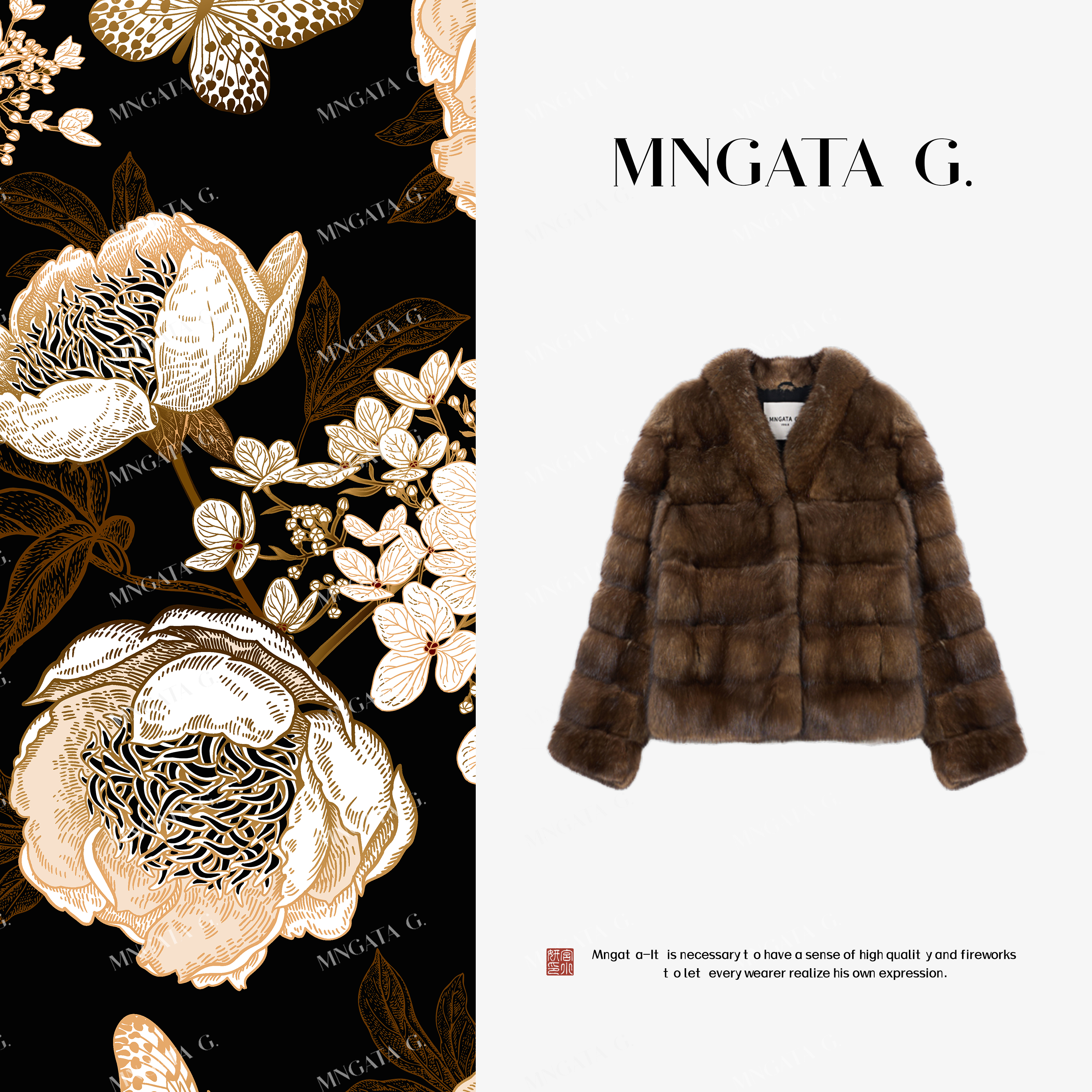 MNGATA G.宫小妍【曼奢·满天星貂】秋冬满天星水貂毛外套X280439