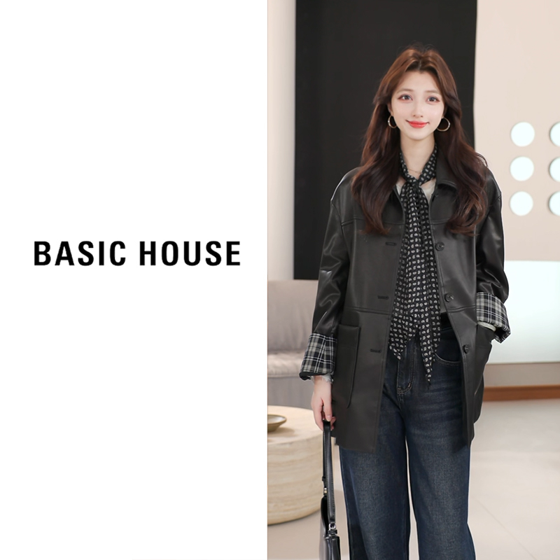 Basic House/百家好新款皮衣外套春季女B1294B5C422（衣长74）