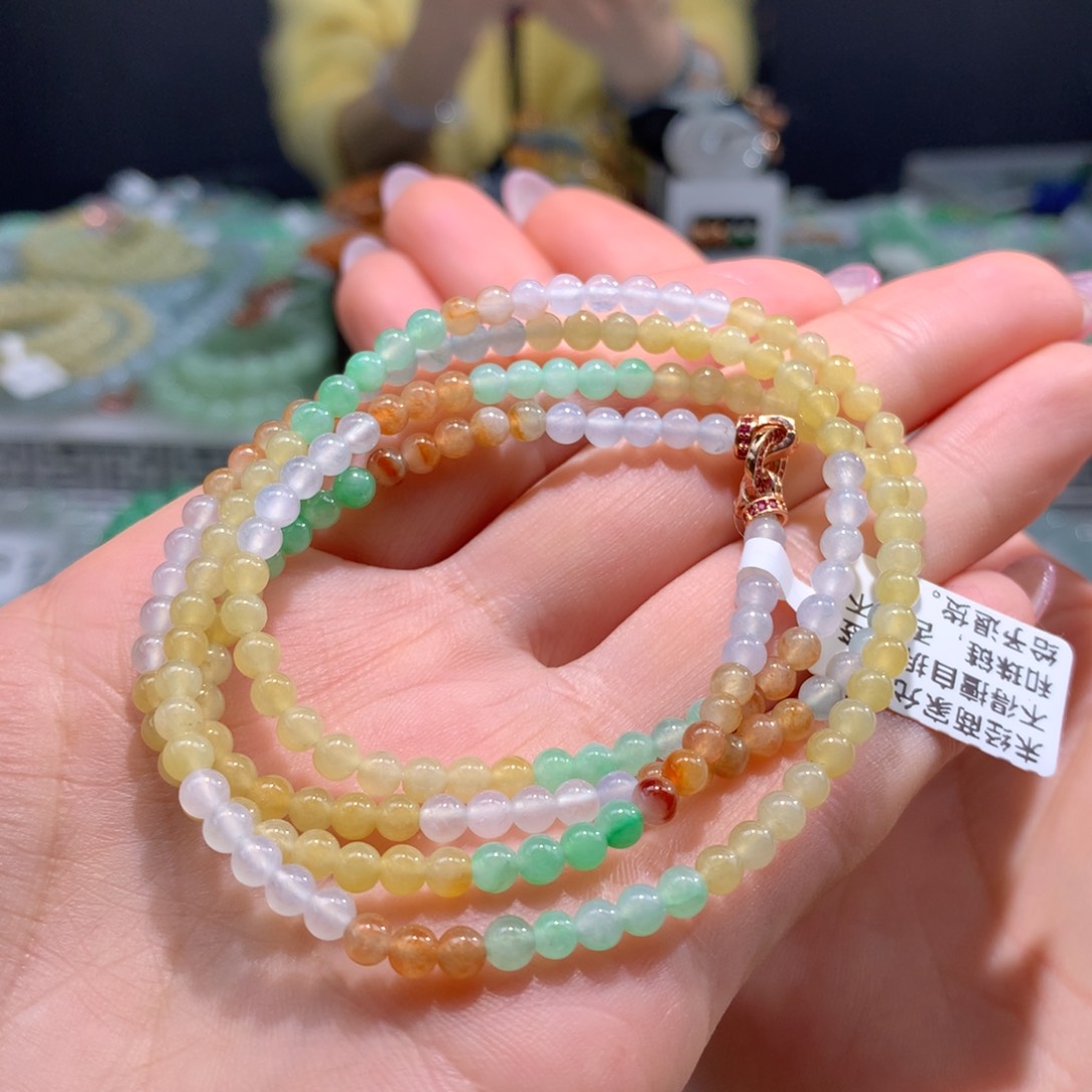 翡翠颈饰未镶嵌冰胶马卡龙项链卡4m m