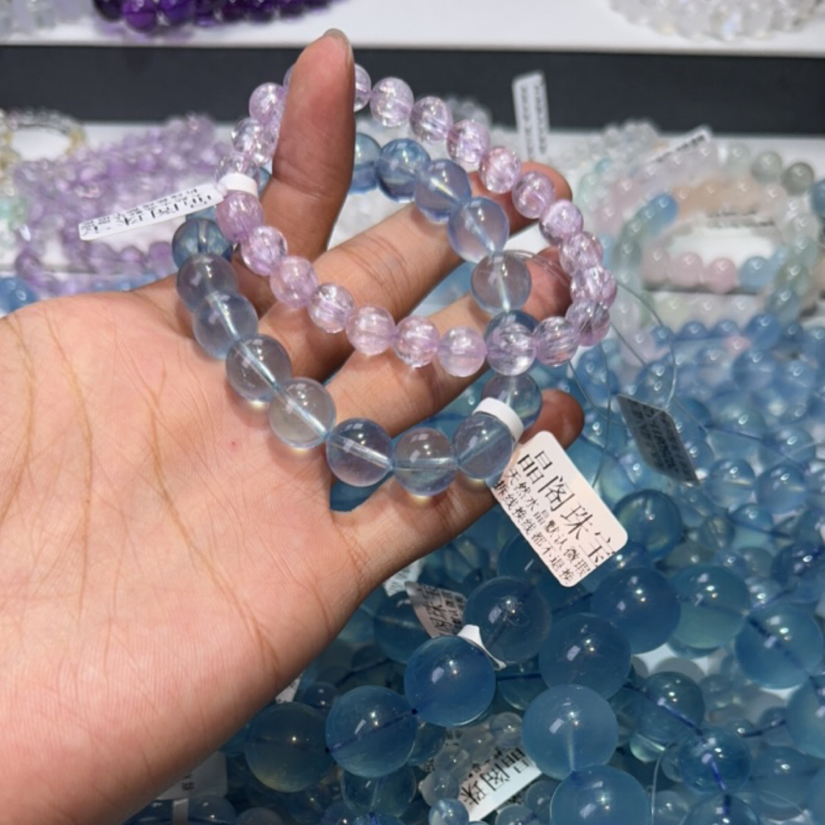 《晶阁》天然紫锂辉海蓝宝
