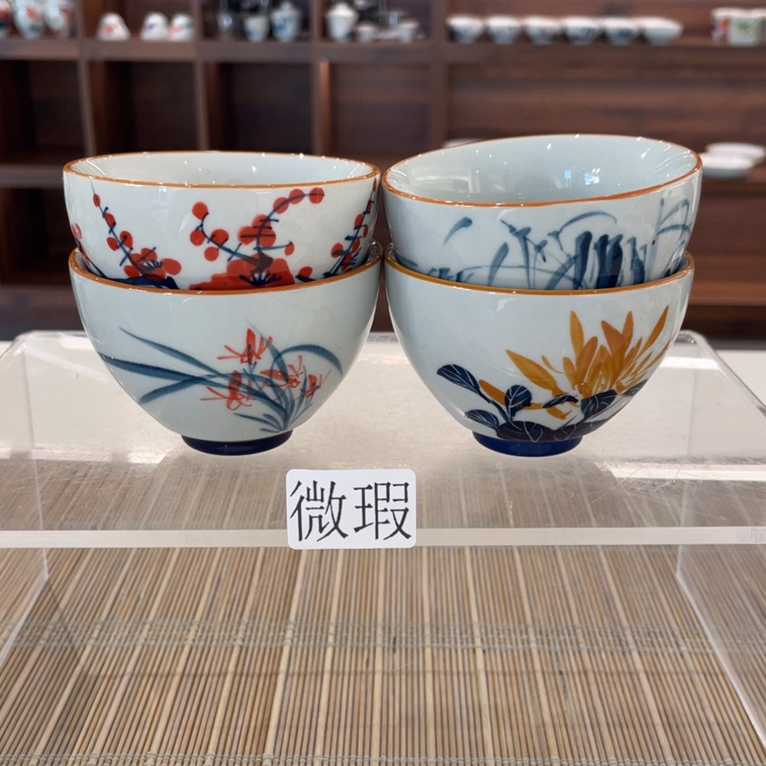 釉下手绘茶具微瑕