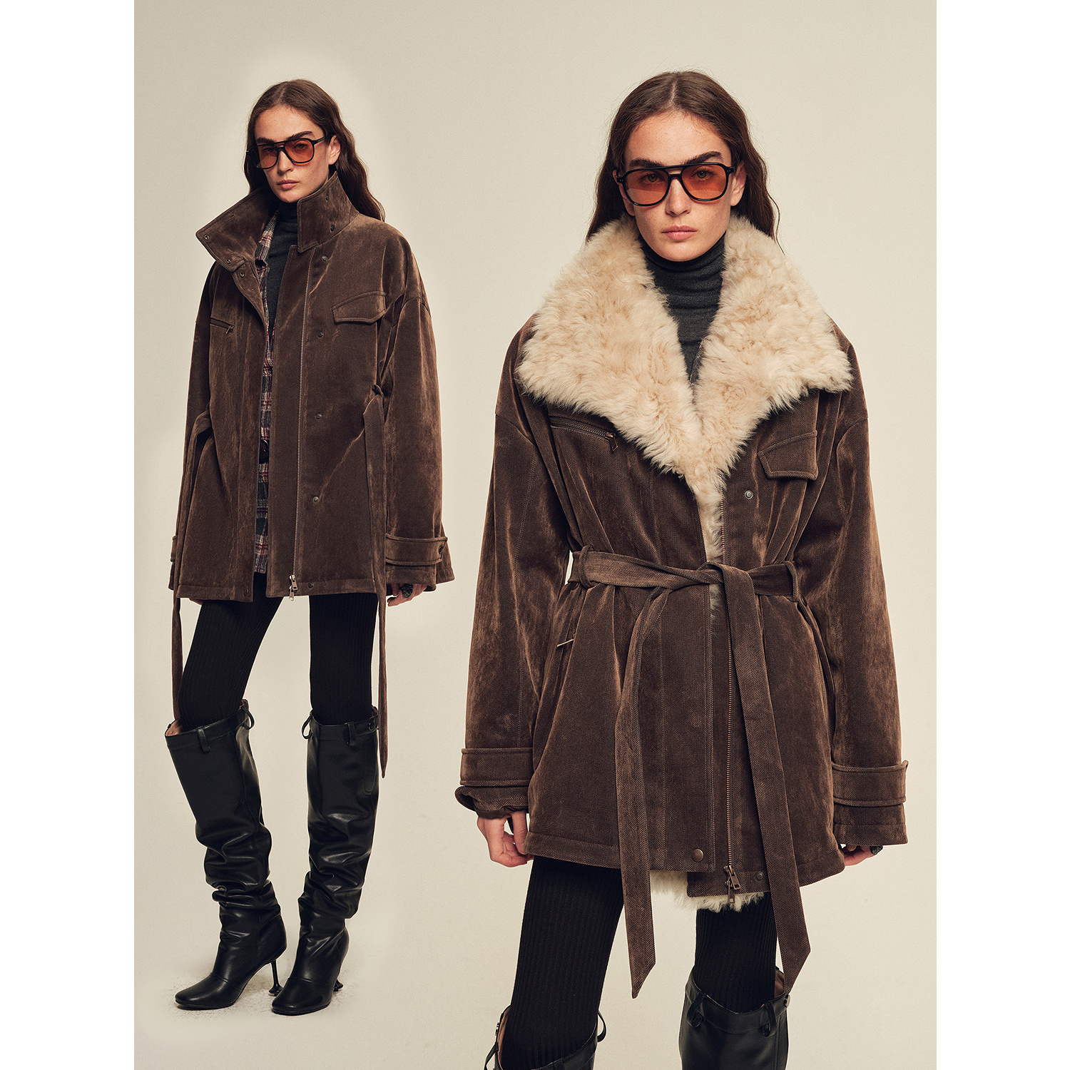 【腻腻同款】付智恩 冰川旅人 托斯卡纳毛领皮草派克外套