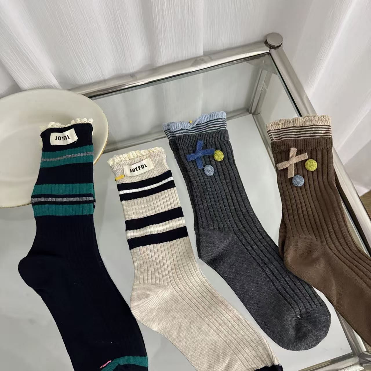 SHIJIU 简约秋系 中筒袜组合（无7）