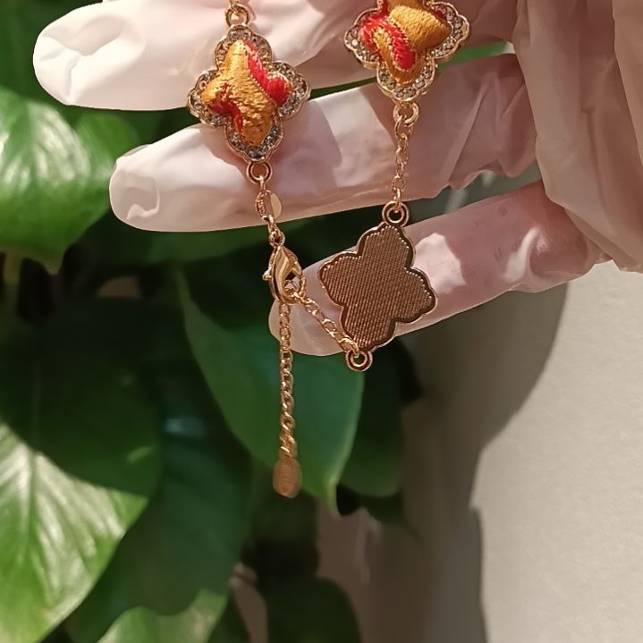 织绣和平小屋助力非遗蜀锦 四芒星手链金红色