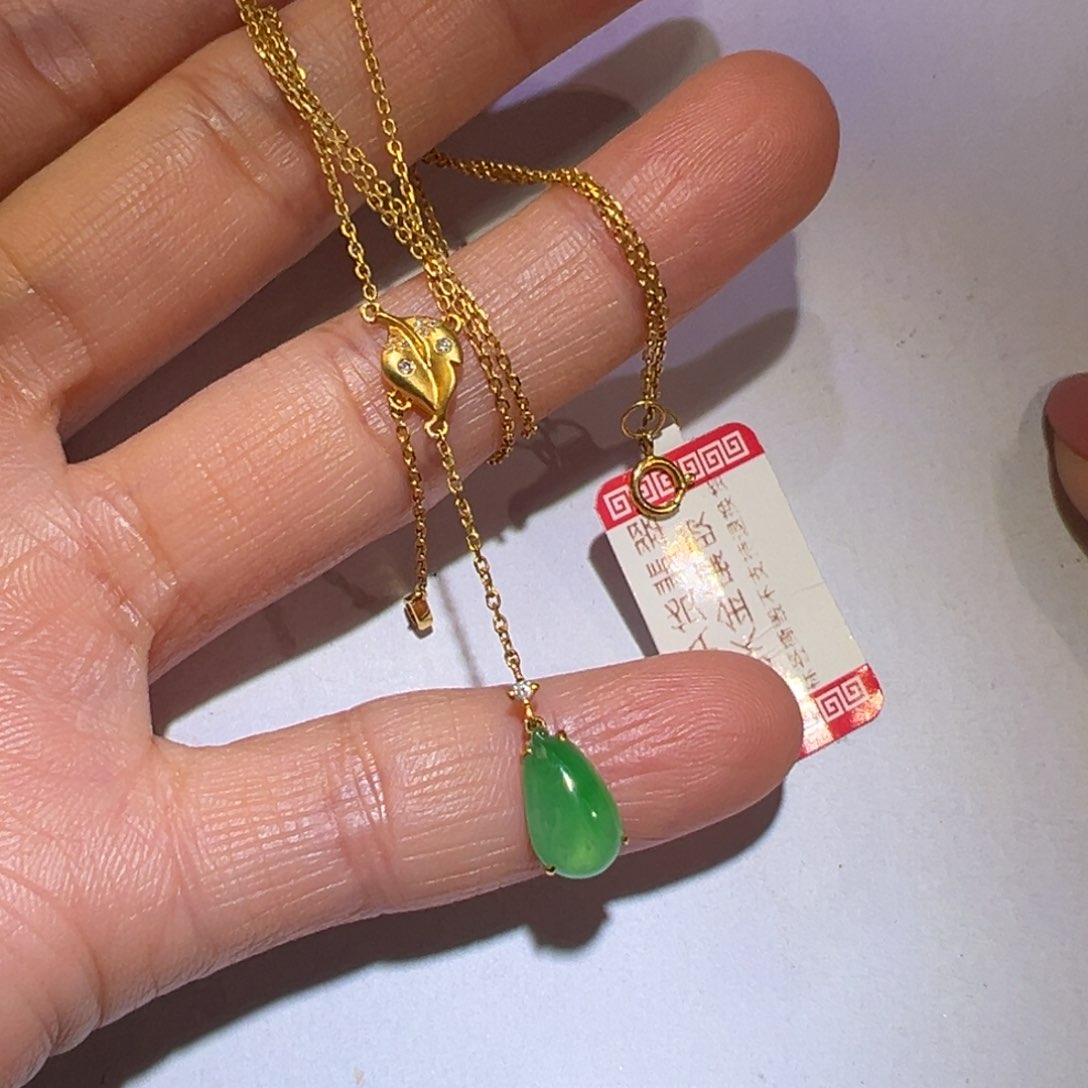 翡翠颈饰18K金镶嵌套链