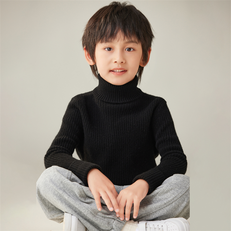 秋冬新款高领加厚保暖羊毛衫紧身套头男女童中大童毛衣宝宝打底衫