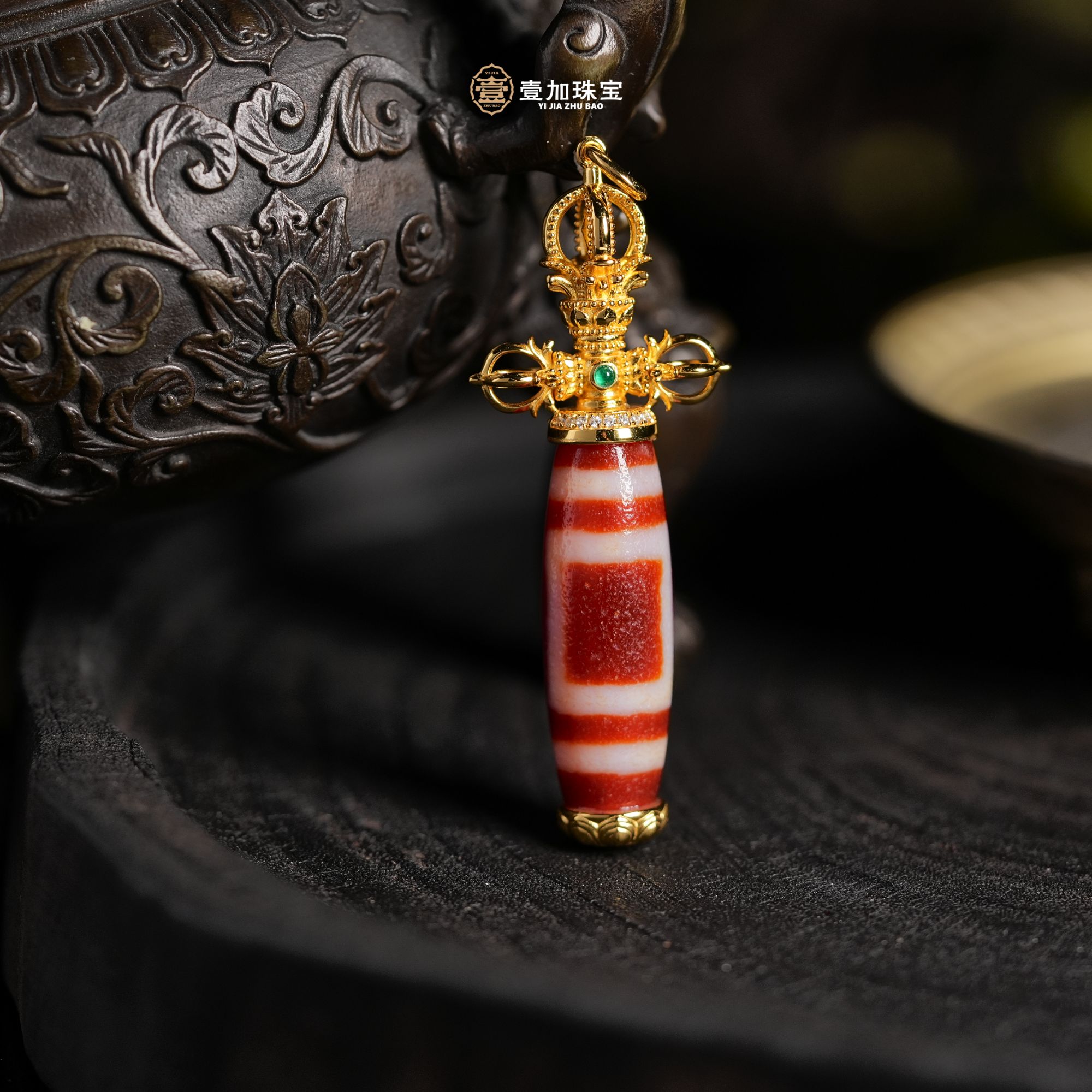 壹加师弟丨手工设计红肉TD银镶吊坠多样性发一