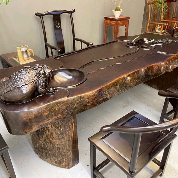 实木办公桌茶台原木茶桌实木会议桌新中式实木大板实木实