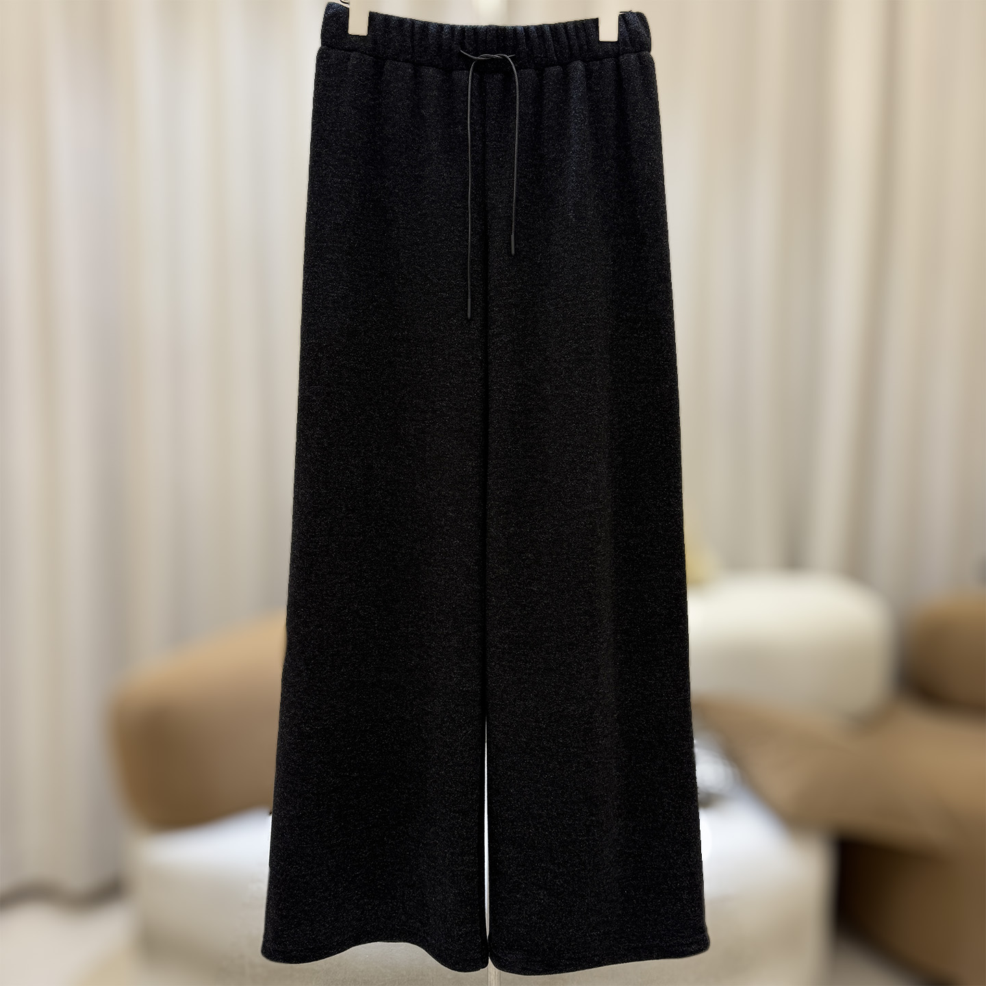 zaw大码女装加绒毛呢裤女秋冬显瘦百搭休闲阔腿直筒胖mm裤子25509