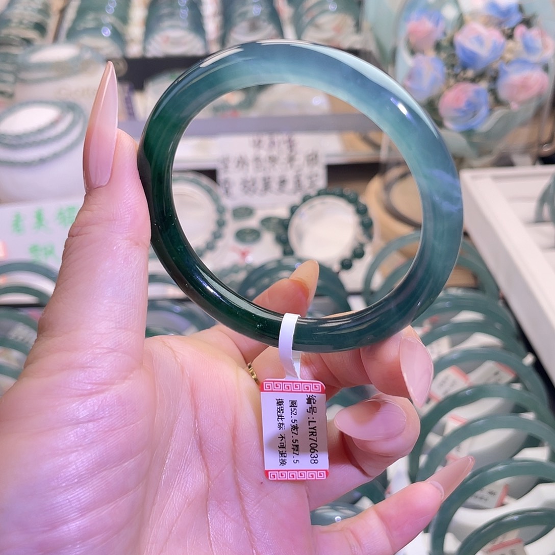 翡翠未镶嵌手镯半山水美人条52-53圈