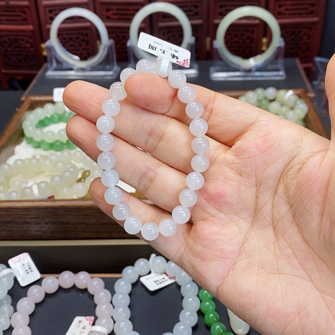 和田玉手串未镶嵌白玉8