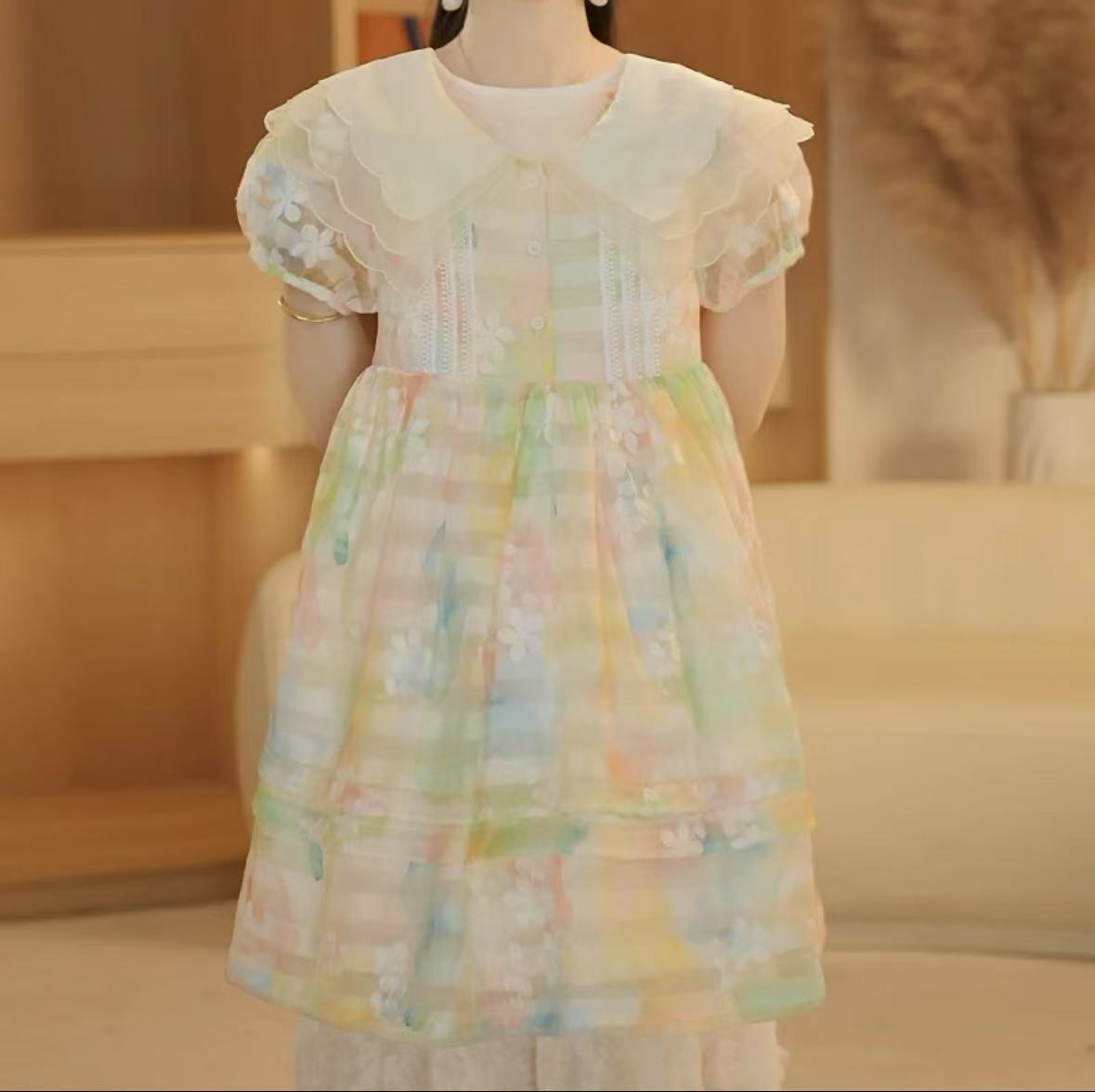 女童连衣裙2025新款夏季裙子中大童洋气碎花大裙摆时尚夏装亲子款