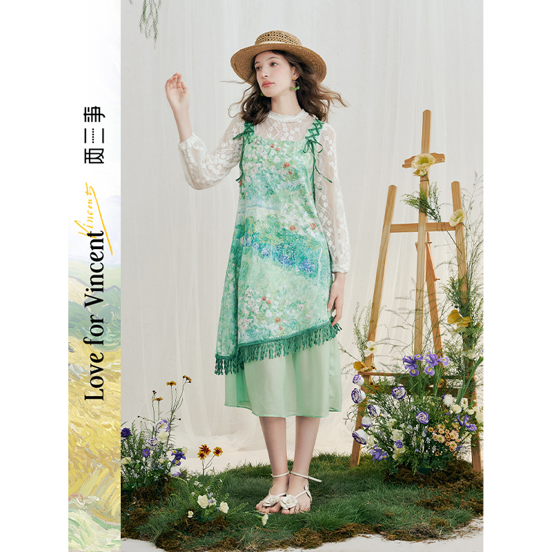两三事绿野游园 连衣裙夏日舒服穿搭女装温婉大方衣服洋气衣服女