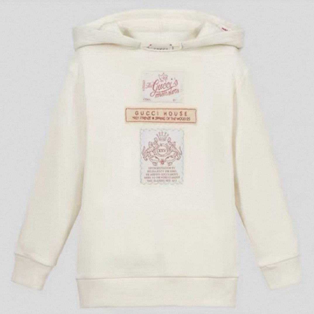 99新 GUCCI/古驰 古驰淡黄色刺绣标卫衣 h312