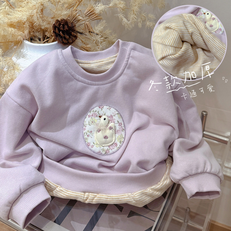 新款女童加厚潮款秋冬装上衣长袖打底衫女宝宝洋气卫衣儿童童装