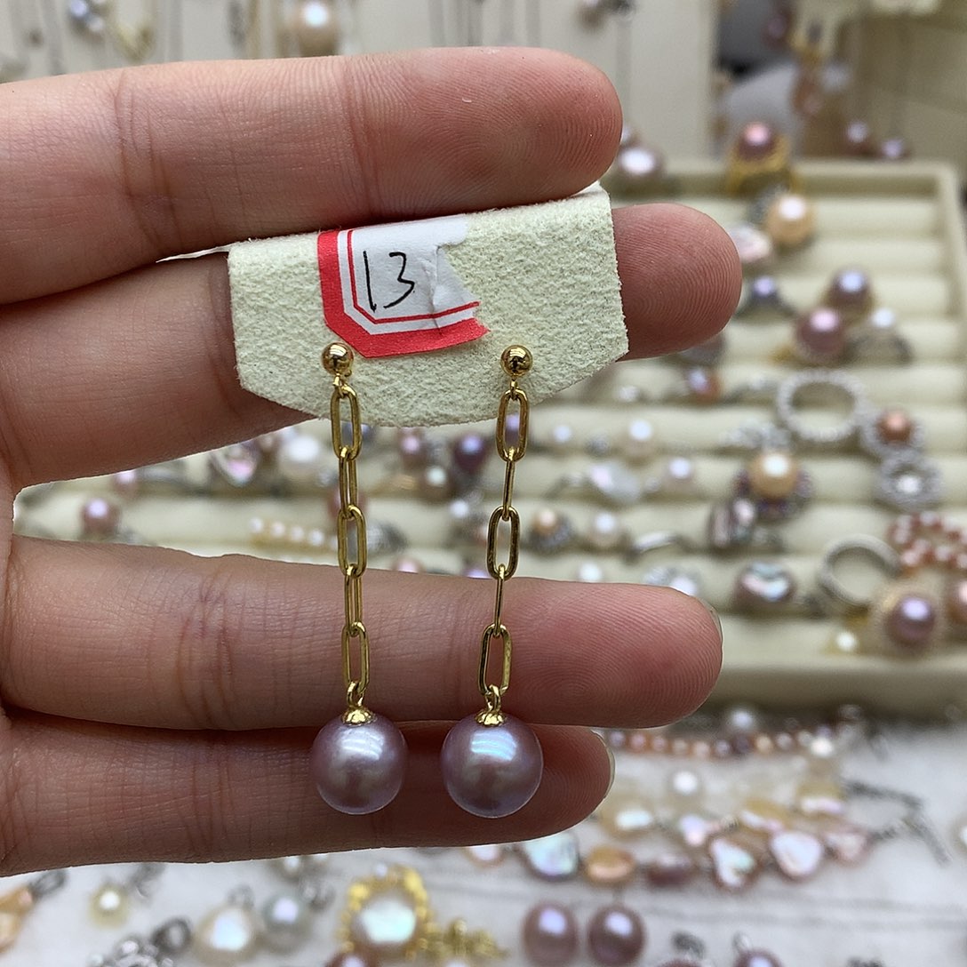 淡水珍珠耳饰银S925镶嵌