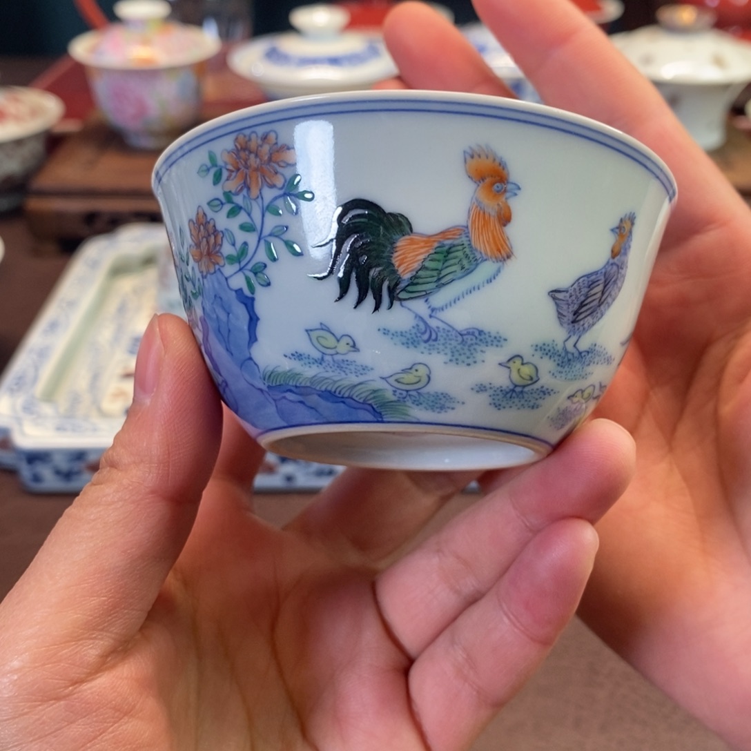 碗斗彩鸡缸杯 仿清代