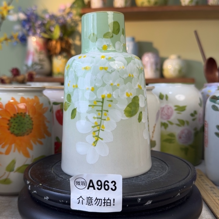 摆件景德镇手绘陶瓷花瓶摆件无孔