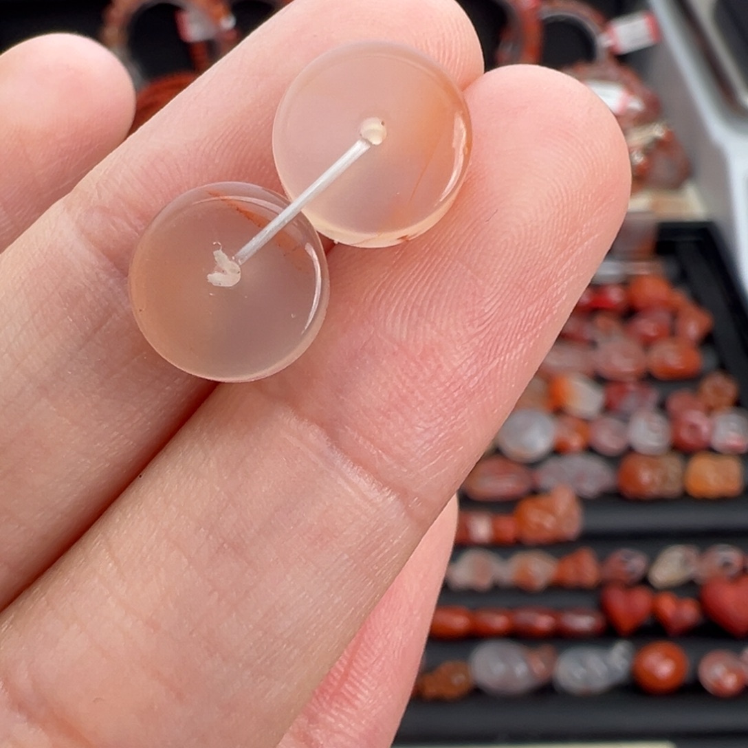 南红玛瑙未镶嵌颈饰冰飘隔片一对