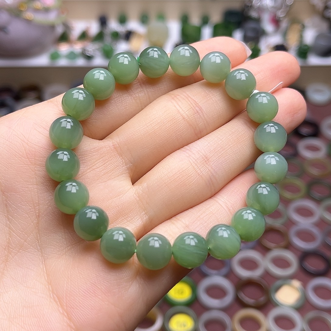 和田玉戒指未镶嵌粉绿猫