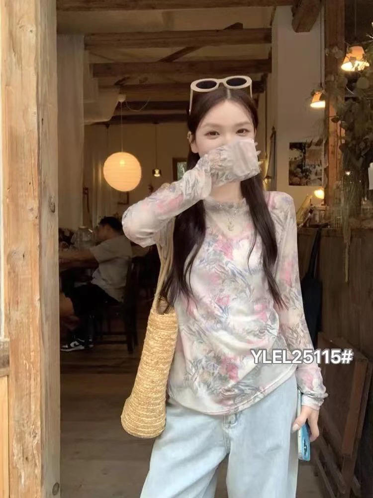 18号染色防晒长袖标准型吸汗T恤气质短款小众时尚