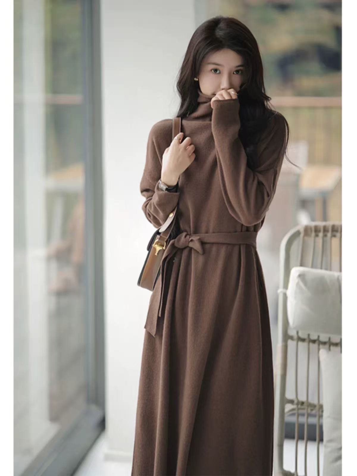 天天女装2051-2100冬季针织毛衣裙针织长袖高级感大衣内搭毛衣裙