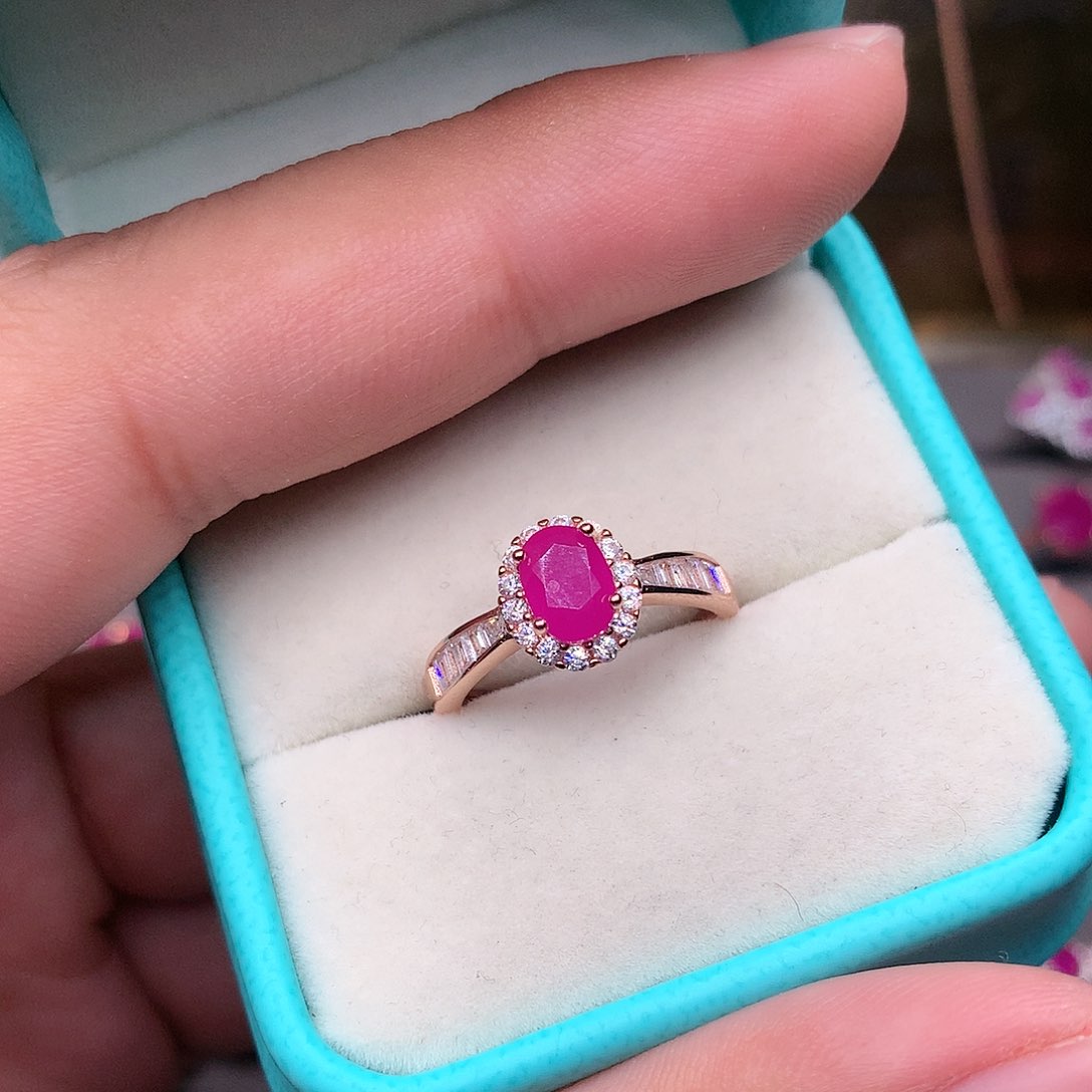 红宝石戒指银S925镶嵌