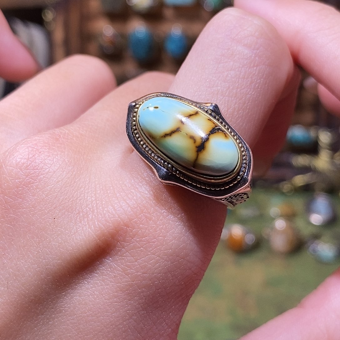 绿松石银S925镶嵌戒指