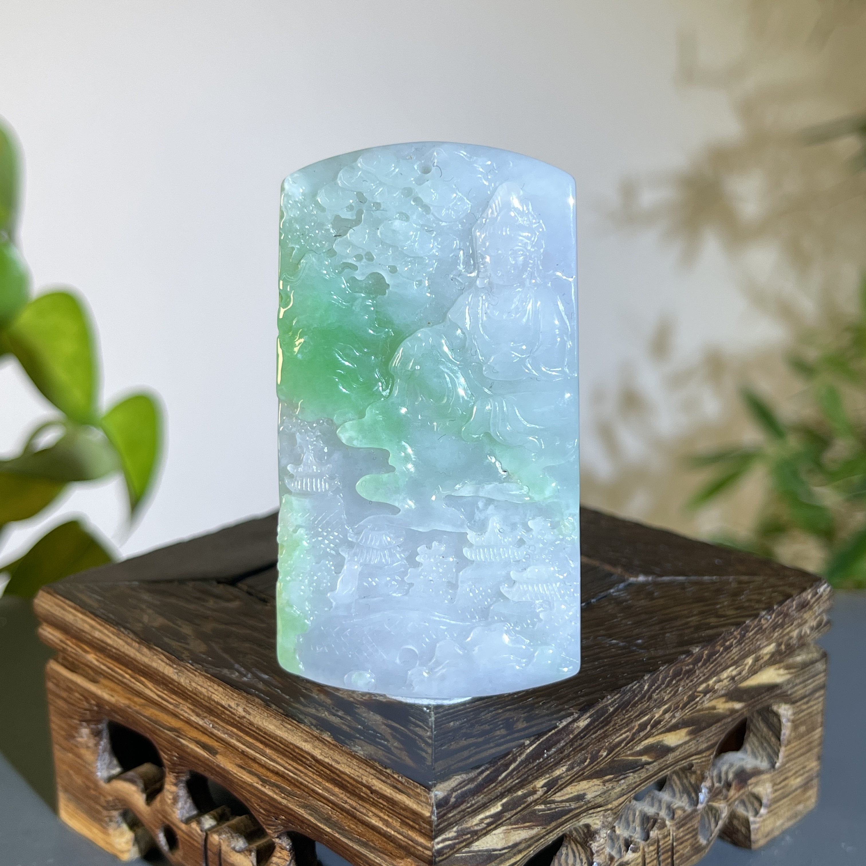 JXB12-118  天然缅甸A货翡翠  山水观音