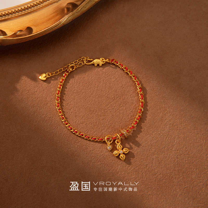 铜合金布艺手链 金刚杵手链金色镶嵌精致款国潮大气时尚