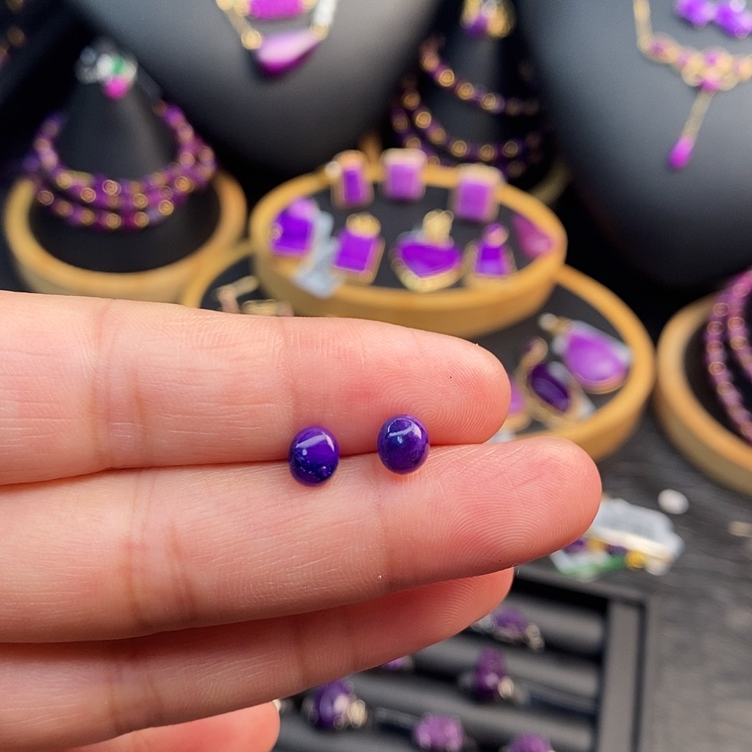 苏纪石（舒俱来）银S925镶嵌耳饰