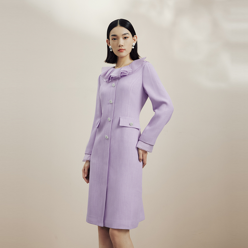 【织镜寓言】秋季韩国进口香风连衣裙双色LMFC6BWOP002