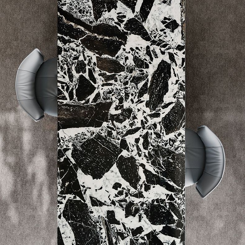 【宝格丽黑，天然奢石，假一罚十】意式轻奢极简天然大理石高档餐桌