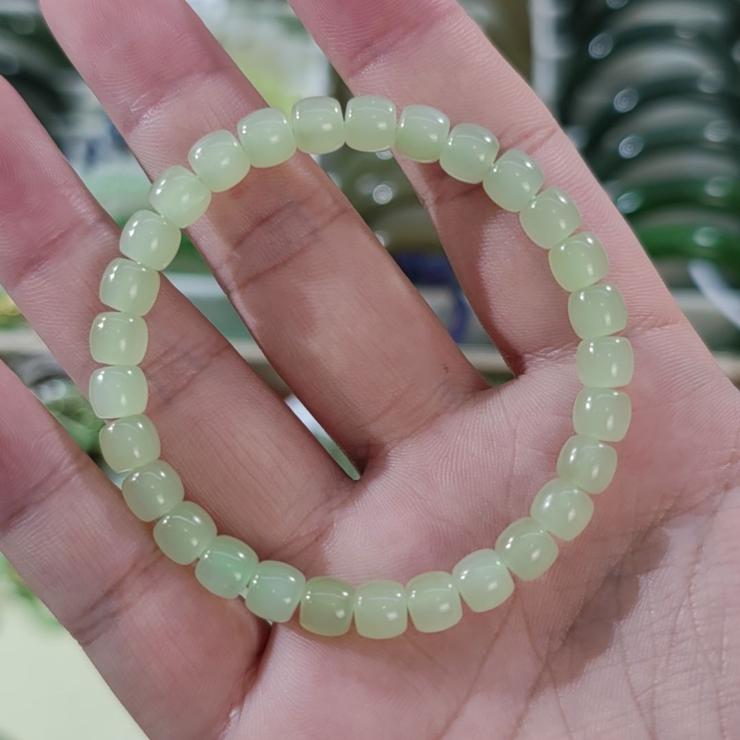 和田玉未镶嵌手链6×7浅晴和田玉手串×1