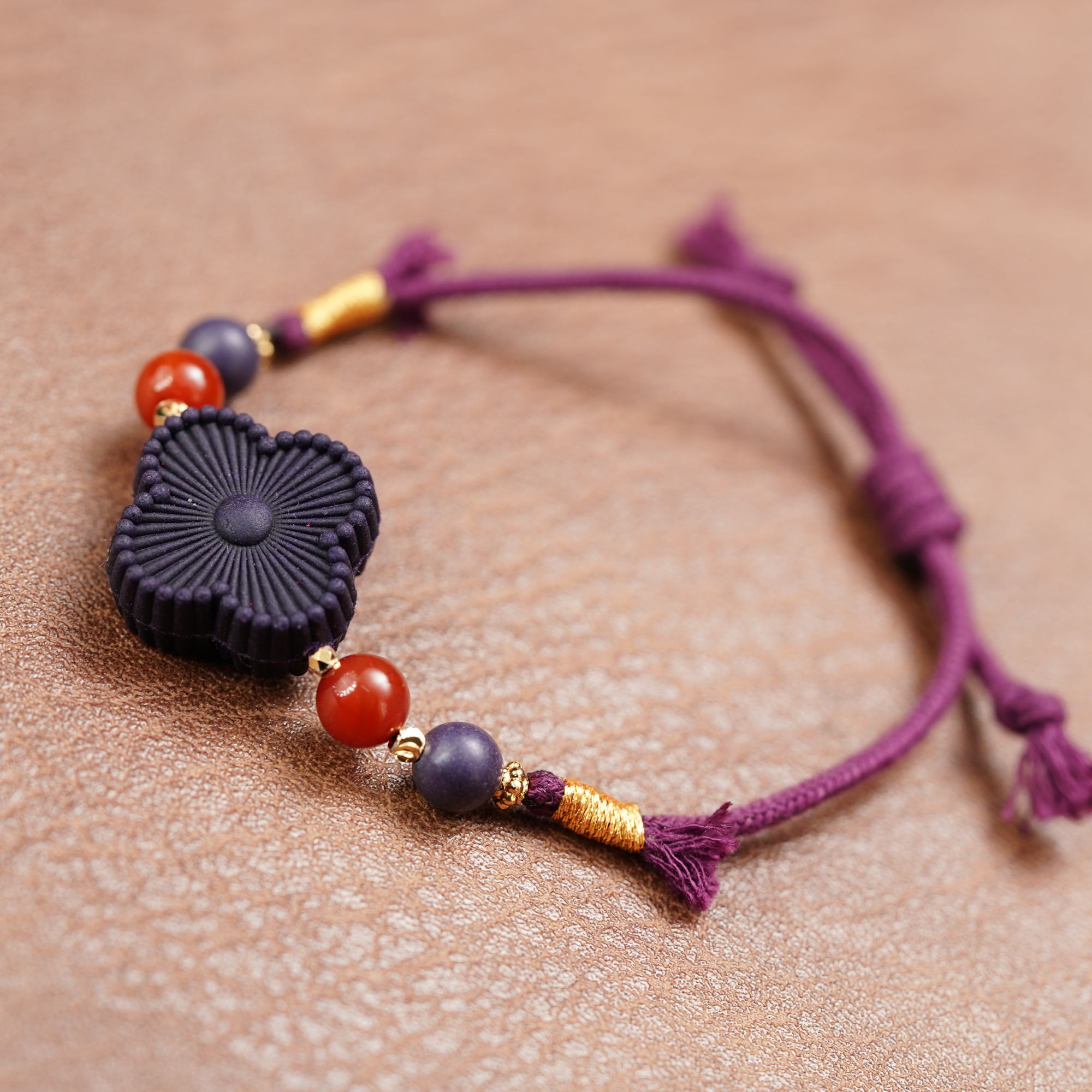 【珊木居】HXZ1708JY 紫阙归元合香珠0.6圆珠花朵手绳