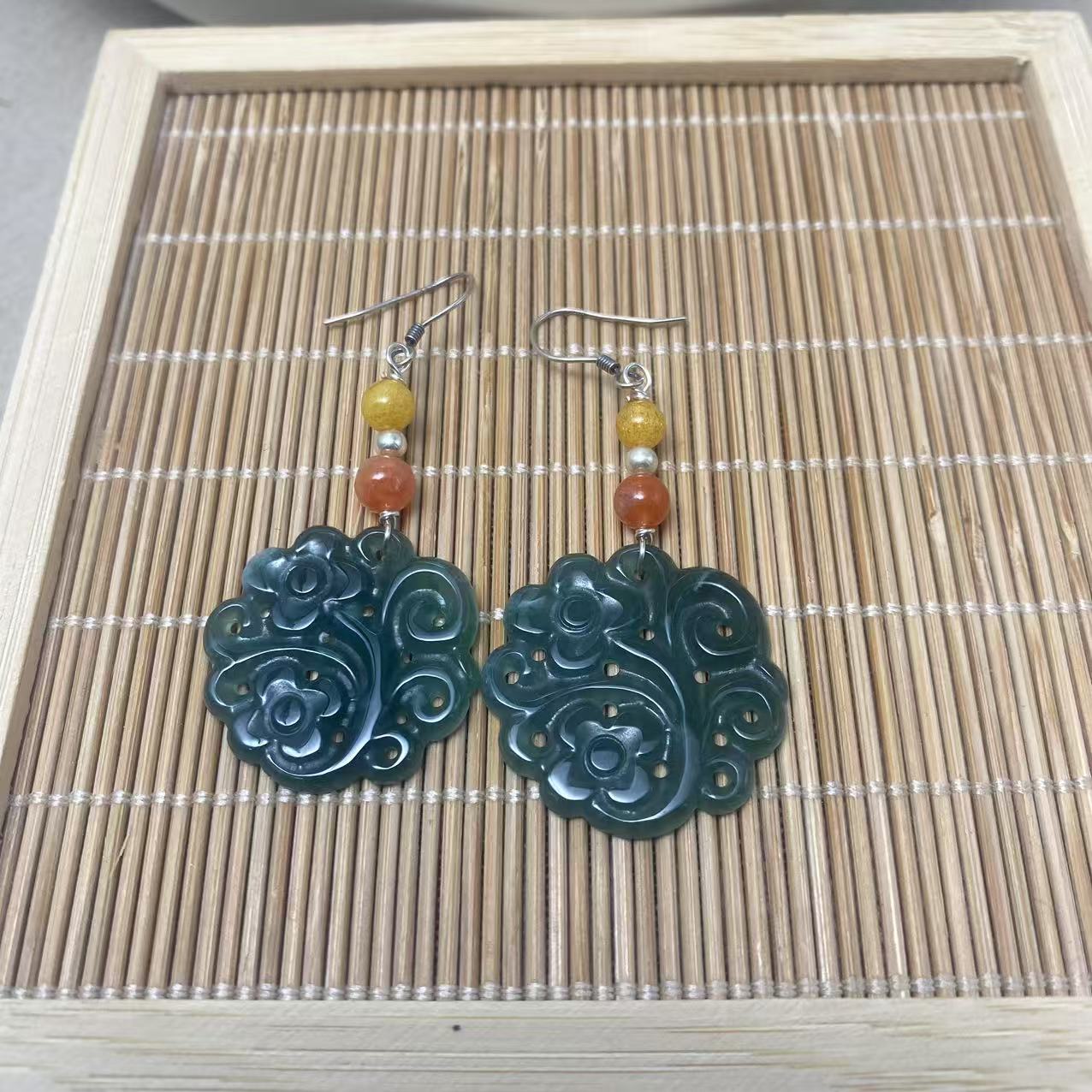 天然A货翡翠精美耳坠-v016-多样性发一