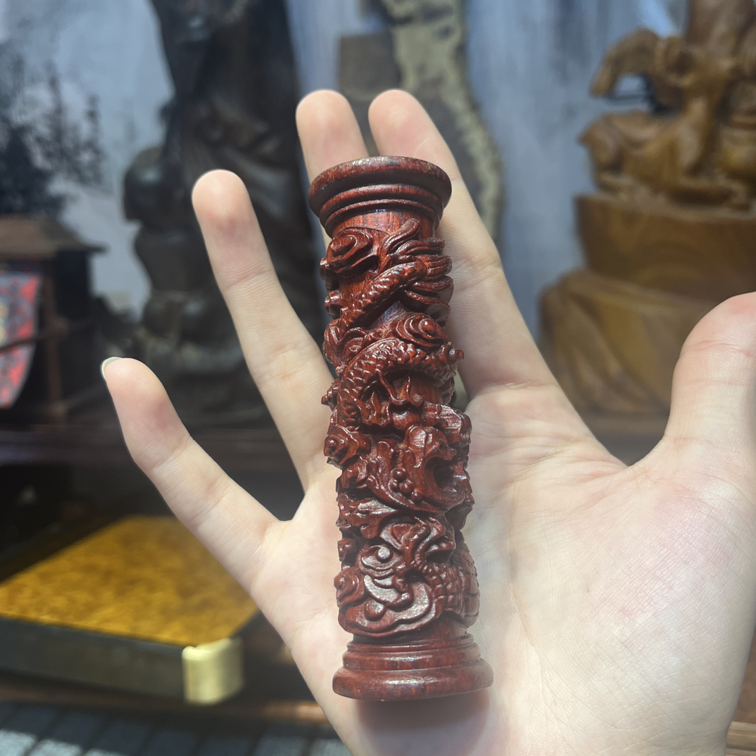 紫檀木龙柱手把件实木