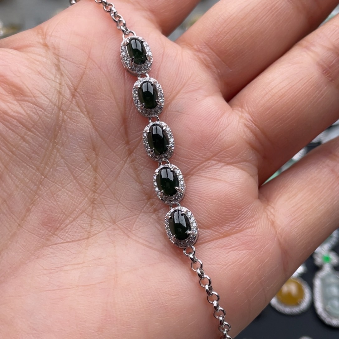 翡翠银S925镶嵌吊坠(不含链)